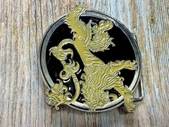 Game of Thrones Lannister House Roaring Lion Yellow Black Enameled Belt Buckle