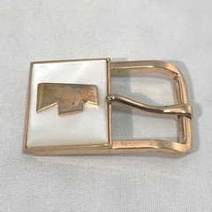 Vintage Swank Jewelry Pearl Gold T Initial Belt Buckle 2&Prime; x 1 1/4&Prime; B2