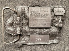 1987 Lincoln Highway Days Nevada, Iowa Belt Buckle 3 1/2 x 2 1/2&Prime; Pewter