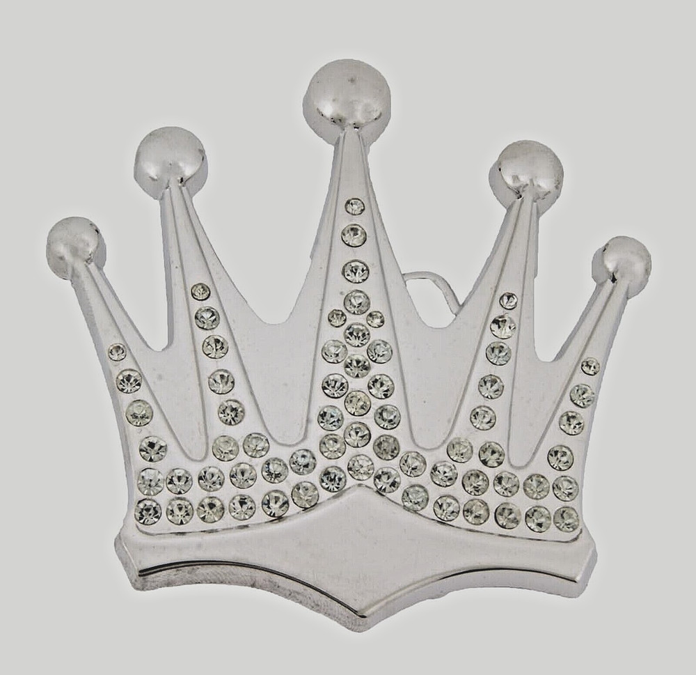 Papa Crown Belt Buckle Feathers Silver Metal Rhinestone High-end Fashion Quality
