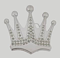 Papa Crown Belt Buckle Feathers Silver Metal Rhinestone High-end Fashion Quality