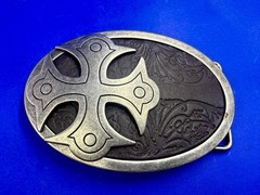 Maltese Celtic Iron Cross Gothic Punk Biker Black & Silver Color Belt Buckle