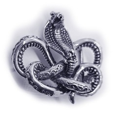 Cobra King Crawling Snake Sterling Silver Belt Buckle