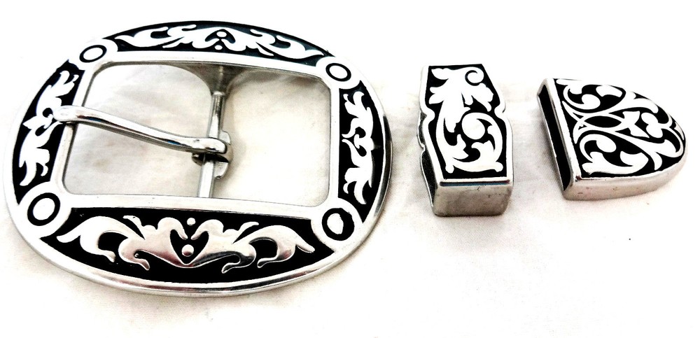 Jeremiah Watt Heel Belt Buckle Loop & Tip Western Stainless Steel 1 1/2&Prime;