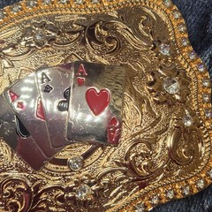 Four Aces Western Belt Buckle Cowboy Rodeo Jeans Buckle Silver & Rosetone