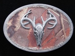 RG01165 REALLY COOL CUT-OUT **DEER SKULL** W/ CAMOFLAUGE PRINT BELT BUCKLE