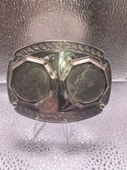 Double Eisenhower SILVER DOLLAR Coins Belt Buckle 1776 – 1976 Centennial 4×2.75”