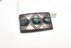 NATIVE AMERICAN NAVAJO KEE JOE BENALLY CARVED STAMPED SILVER BELT BUCKLE