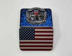 Trucker Belt Buckle Gift Set with 12 x 18 Inch American Flag – Patriotic Buckles