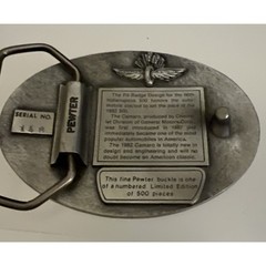 Vintage 1982 Indianapolis 500 Chevrolet Camaro Pewter Belt Buckle Limited No 148