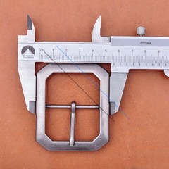 Men Rectangle Heavy Duty Strong Silver Center Bar Pin Belt Buckle Fit 40mm Strap
