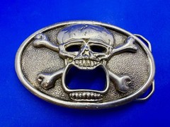 Creepy Skull Cross Bones Cosplay Gothic Punk Belt Buckle with Bottle Opener