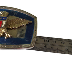 Patriotic Eagle Emblem Belt Buckle Metal Rectangle Americana Military-Style