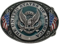 Belt Buckles-Western Cowboy Belt Buckle American Flag and Eagle Belt Buckle