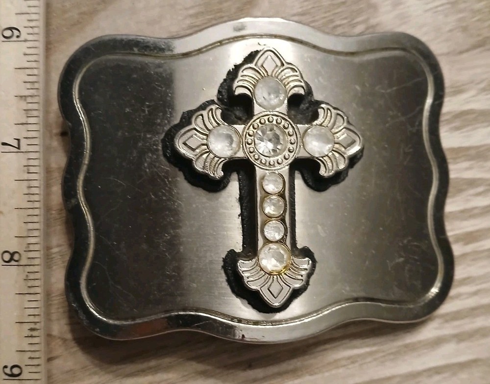 JK Trading Silver Metal 3d Cross Antique Celtic Church Belt Buckle