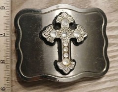JK Trading Silver Metal 3d Cross Antique Celtic Church Belt Buckle