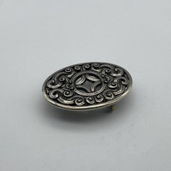 Bohemian Oval Nickel Silver Belt Buckle – Handcrafted Boho Western
