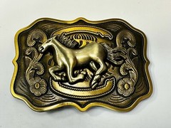 Running Horse Mustang Award Trophy Style Large HUGE Rodeo Cowboys Belt Buckle