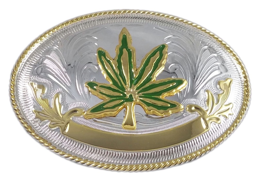 MARIJUANA METAL NOVELTY BELT BUCKLE
