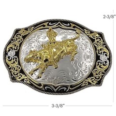 Rodeo Bull Riding Western Belt Buckle Silver Gold finish 039