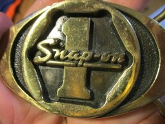 SNAP-ON TOOLS #1 VINTAGE SPP-455 SOLID BRASS BTS OVAL BELT BUCKLE MADE IN USA