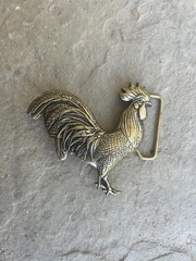 Brass Rooster Belt Buckle Country Western Chicken Art Cowboy Rodeo Gift Buckle