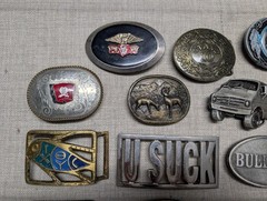 vintage LOT OF 19 belt buckles WESTERN brass cowboy 1970s-1980&rsquo;s