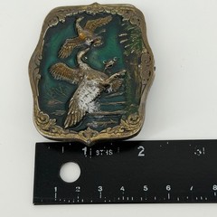 Vintage The Great American Buckle Co Belt Buckle Green Ducks Vintage 1987 Brass