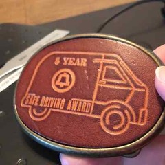 Vintage VTG Safe Driving Award Bell Systems Leather Belt Buckle Communications