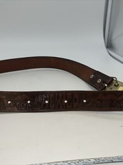 Shambu Mexico Eagle Leather Belt And Brass Buckle 35” Long 1.5” Wide