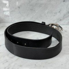 GUCCI Pre-Owned Interlocking Leather Belt Black Silver