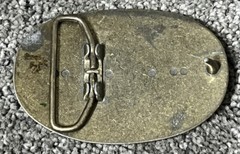 Vintage 3.7” x 2.6” Budweiser Clydesdales Leather Inlay Oval Belt Buckle