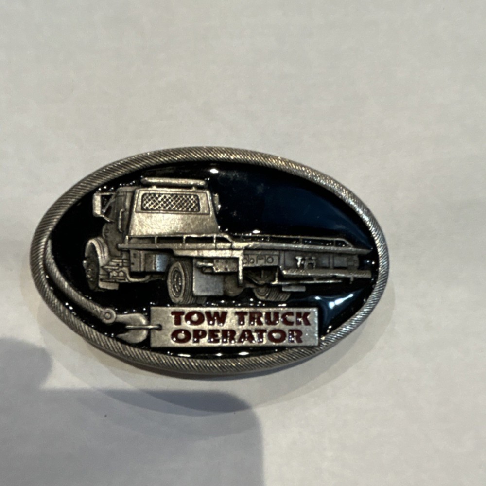 Belt Buckle of a Tow Truck / Tow Truck Men&rsquo;s Silver Black Metal Tow Truck