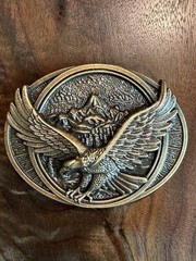 Men&rsquo;s American Eagle Belt Buckle USA Proud Antique Bronze Tone Fits 1.5&Prime; Belt