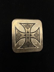 Rare Vintage Y2K Iron Cross Belt Buckle Silver Tone Gothic Biker Rocker