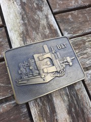 Vtg B&T Rectangular Belt Buckle Brass Stamp Cold Chamber Die Casting Machine