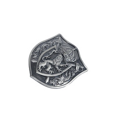 Heraldic Lion Coat Of Arms Belt Buckle Silver Tone Medieval Knight Crown Crest