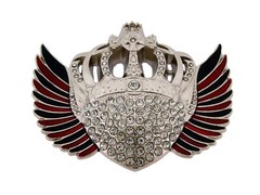 Papa Crown Belt Buckle New Men Women Bling Iced Rhinestones chopper Wings Silver