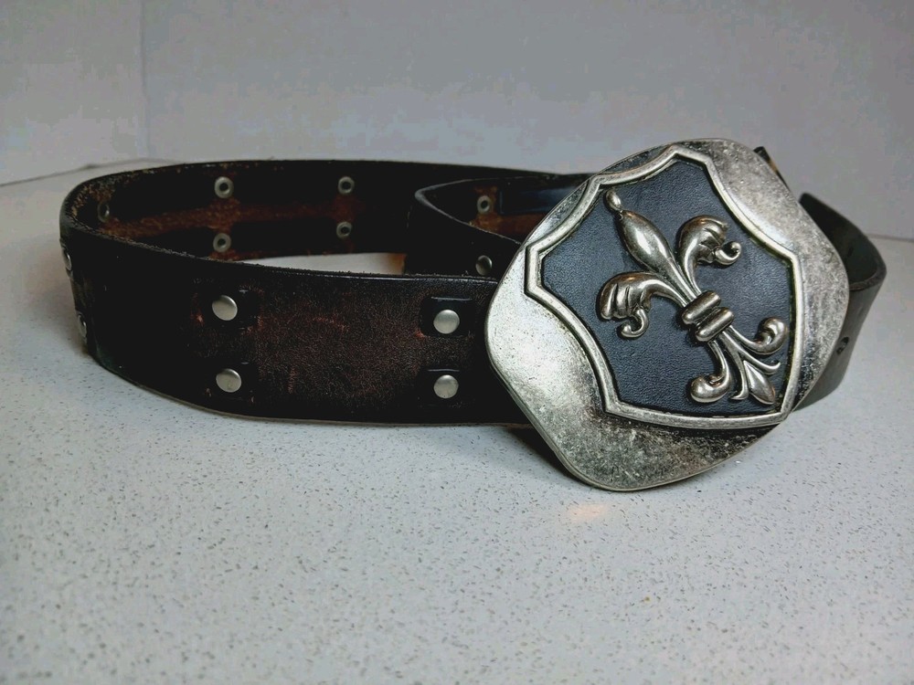 Fleur De Lis Iron Cross Belt Buckle Brushed Distress Metal With Levis BELT