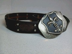 Fleur De Lis Iron Cross Belt Buckle Brushed Distress Metal With Levis BELT