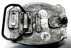 Truck Driver buckle.USA,size-3”-”2 1/2” Fit for 1-1/2” Wider belt, Solid Pewter