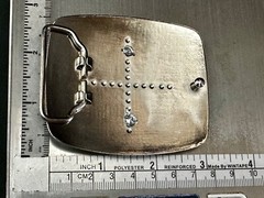 Custom Initial Letter J Silver Tone Outlined Reflective Men Women Belt Buckle