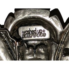 Vtg Washed Up Hollywood Belt Buckle Gothic 3D Cherub Angel Pewter Metal Y2K A+!