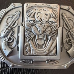 Tiger Guns Western Cowboy Lighter Belt Buckle