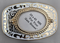 FOUR BELT BUCKLES Gem Stone Oval Mount Made in USA