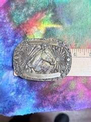 VTG Brass Belt Buckle Harold I. Bowman & Sons Horse Equestrian Western Cowboy