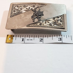 Vintage Silver Tone Line Country Square Dancing Western Scroll Belt Buckle #1548