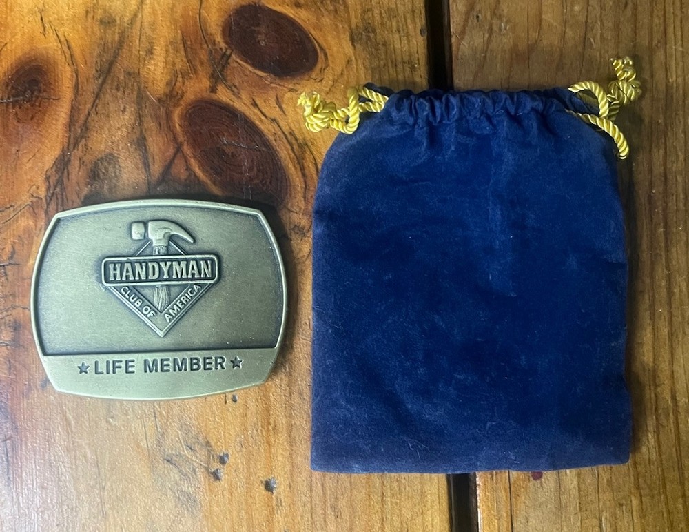 Handyman Club of America Belt Buckle Brass 1996 Vintage With Original Bag