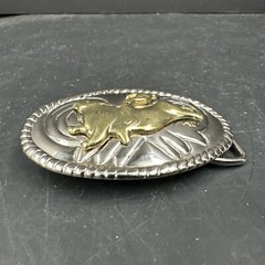 Rodeo Cowboy Bull Rider Riding Silver Gold tone 3&Prime; Mens Womens Belt Buckle