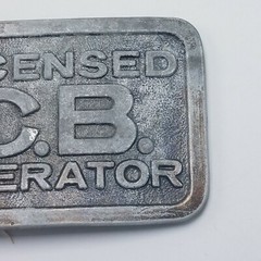 Vtg 1970&rsquo;s Licensed C B Operator Belt Buckle 3 1/4&Prime; x 2 3/8&Prime; CB Radio